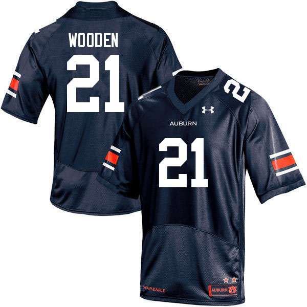 Auburn Tigers Men's Caleb Wooden #21 Navy Under Armour Stitched College 2022 NCAA Authentic Football Jersey SCO3274QH